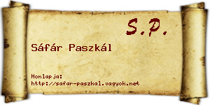 Sáfár Paszkál névjegykártya